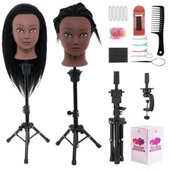 Neverland Mannequin Head 18in Real Hair shows thick, lifelike strands for authentic styling practice.