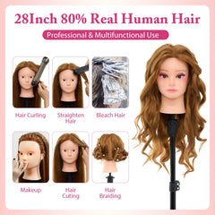 Neverland Beauty & Health mannequin head for hair-cutting practice with soft, workable hair texture.