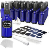 Nevlers blue glass spray bottle 2oz front view showcasing durable UV-protected glass.