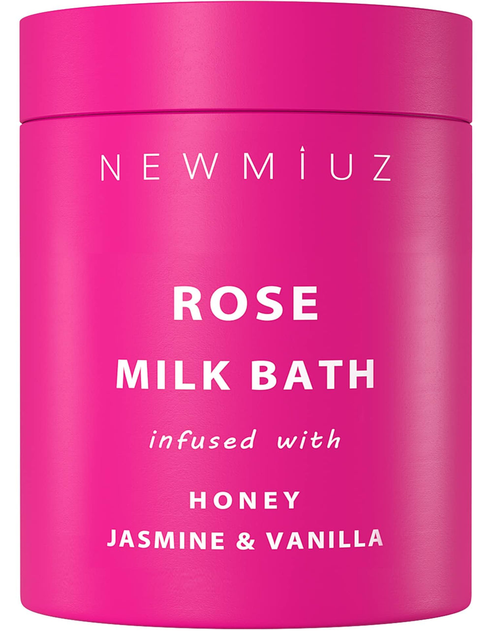New Miuz calming rose bath soak bottle for spa-like relaxation.