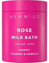 New Miuz calming rose bath soak bottle for spa-like relaxation.
