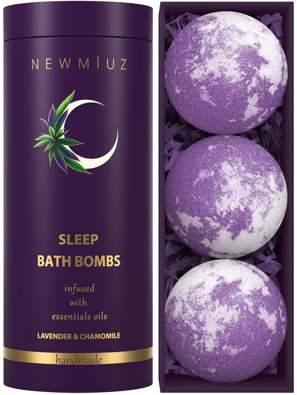 New Miuz Deep Sleep Bubble Bath Bombs packaging invites a calming night routine.