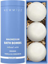 New Miuz magnesium bath bomb orange closeup—uplifting citrus for spa-like relaxation.