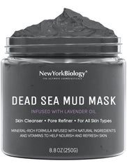 New York Biology Dead Sea Mud Mask jar for spa-like pore refining.