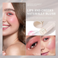 NewBang blush stick on cheek showing natural blendable pink glow.