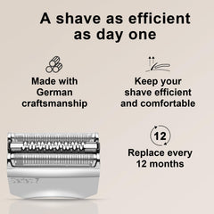 Newbulu floating blade closeup shows adaptive trimming for a closer shave.