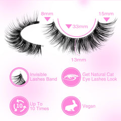 Newcally Lashes mink false eyelashes clear band soft blending with skin