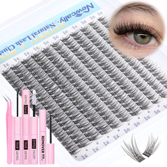 Newcally Natural Lash Clusters Kit packaging showing ready-to-use kit for DIY lash extensions.