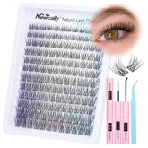 Newcally natural lash clusters kit close up wispy extensions for a natural at home look