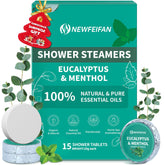 NEWFEIFAN shower steamers 15-pack with eucalyptus and menthol for refreshing, spa-like calm in shower