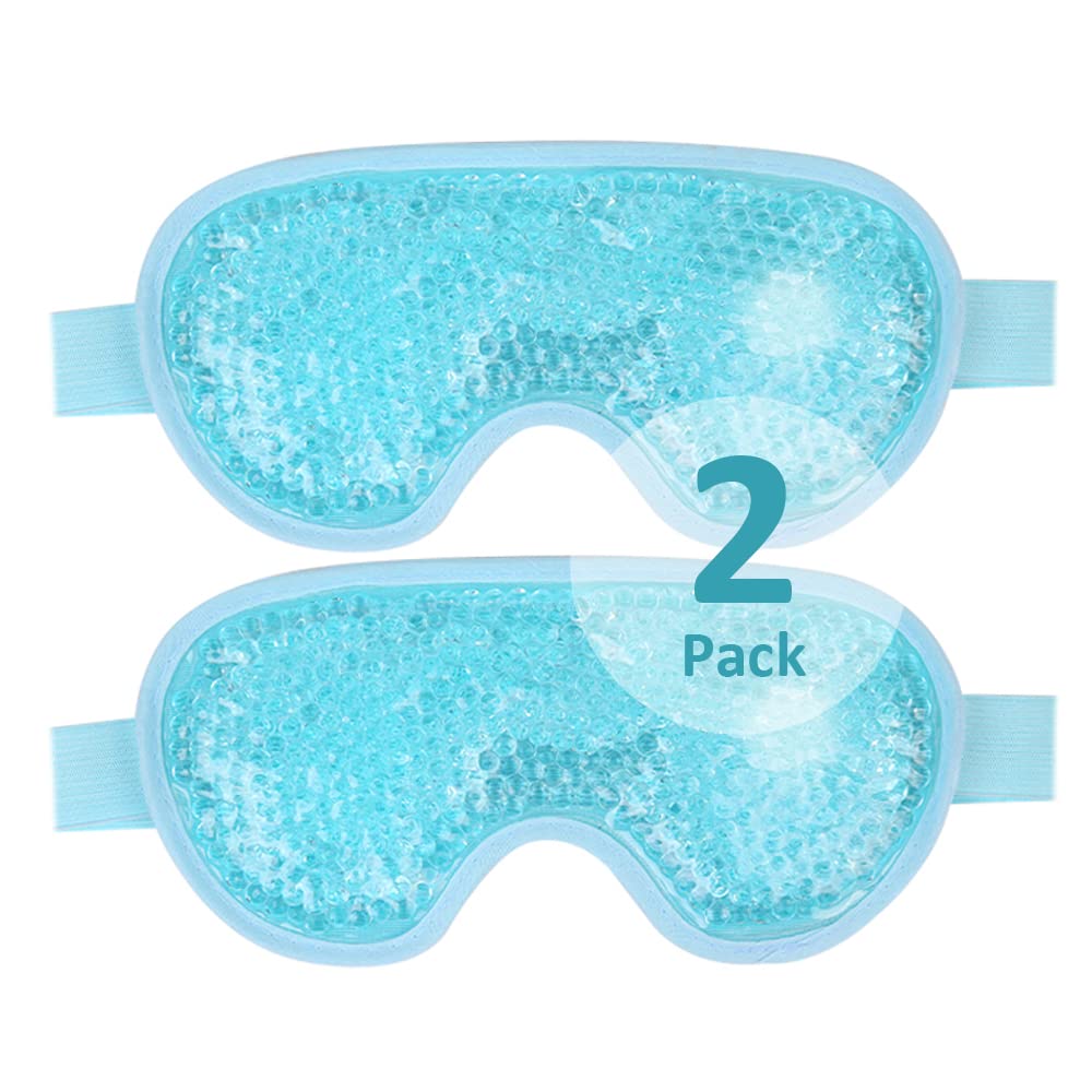 NEWGO cooling eye mask blue 2-pack front view for puffiness relief