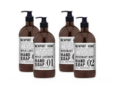 Newport Home Hand Soap Wild Lavender bottle pour for soothing cleansing and light fragrance.