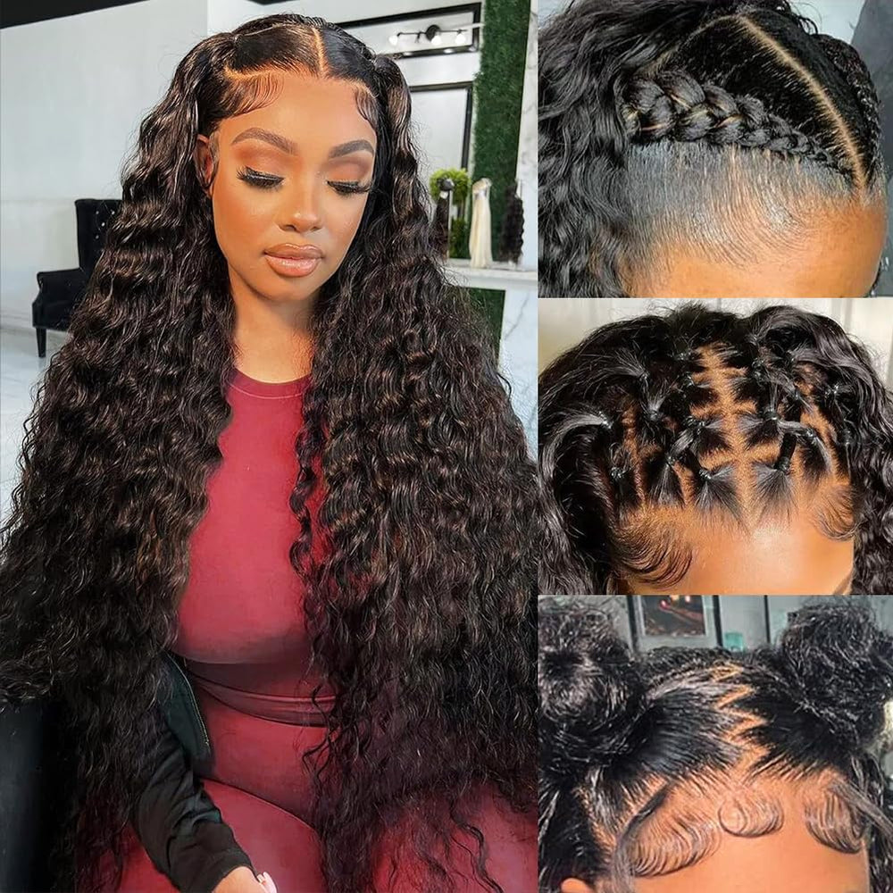 Newshion wig front view with water-wave lace shows natural hairline for seamless blending