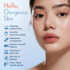 Next Leap Glow Serum cream texture showing quick-absorbing, non-greasy feel