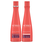 Nexxus Amino Bond Shampoo bottle shows cleansing for damaged strands.