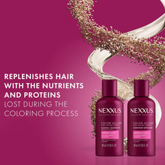 Nexxus Color Assure, envase de botella con brillo que realza el color.