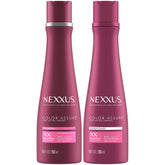 Nexxus Color Assure shampoo bottle shows color-safe formula for vibrant, lasting color.