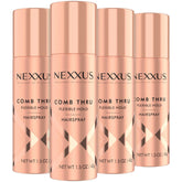 Nexxus Comb Thru travel four-pack bottles in a pack shot for on-the-go flexible hold