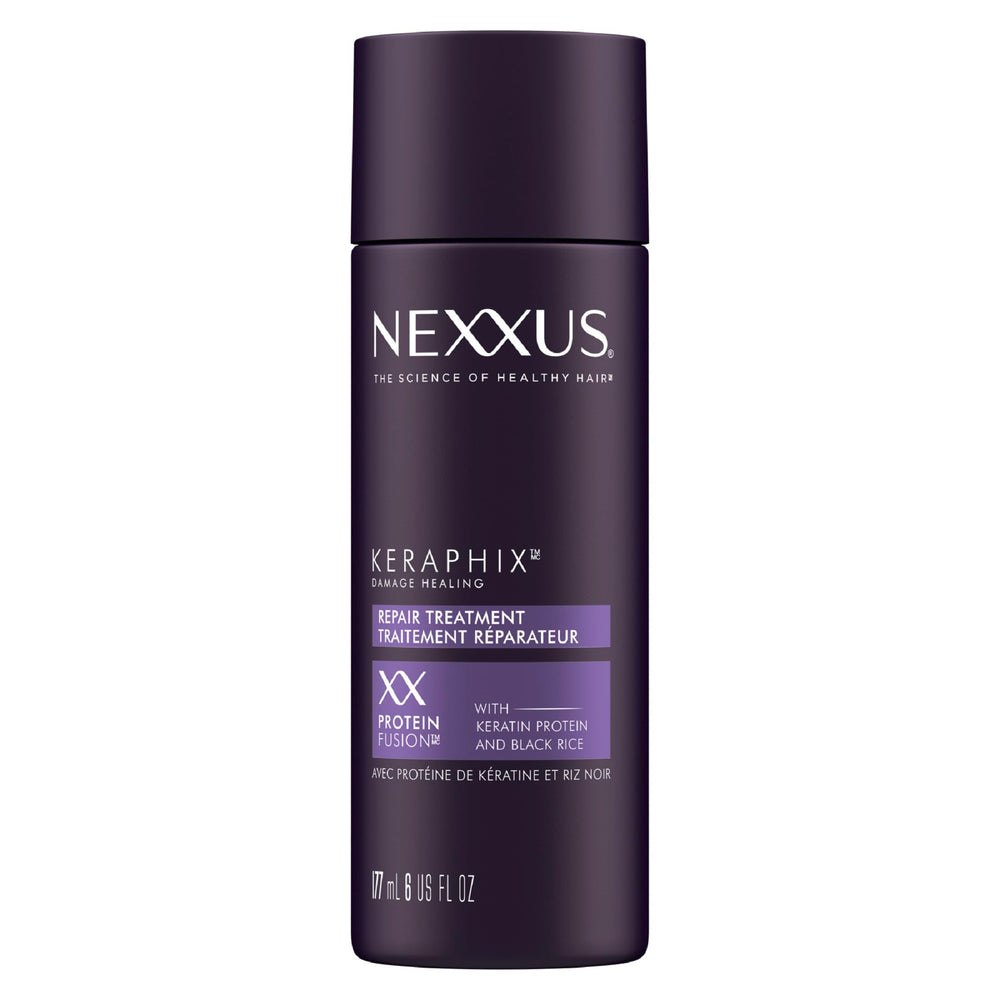 Nexxus Keraphix pre-wash cream bottle shows damage repair for smoother hair