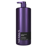 Nexxus Keraphix shampoo bottle closeup showing salon-grade repair for damaged hair