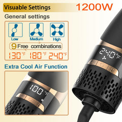 Nicebay hair dryer brush oval ceramic barrel close-up emphasizes even heat distribution