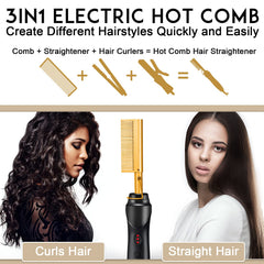 NICEMOVIC hot comb used on beard for neat look.
