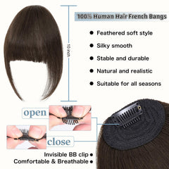 Niceone Hair clip-in bangs heat-stylable real hair ready for curling or straightening.