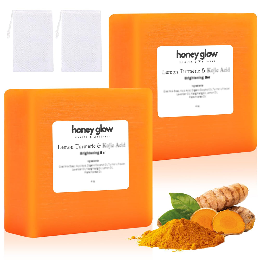 Nicgou Honey Glow Lemon Turmeric Kojic Soap Bar closeup showing gentle cleansing lather.