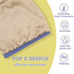 NICPOO Silk Satin Bonnet lining closeup highlights smooth hair glide and reduced friction.