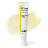 NIDA Revive eye cream bottle closeup showing smooth texture for radiant skin
