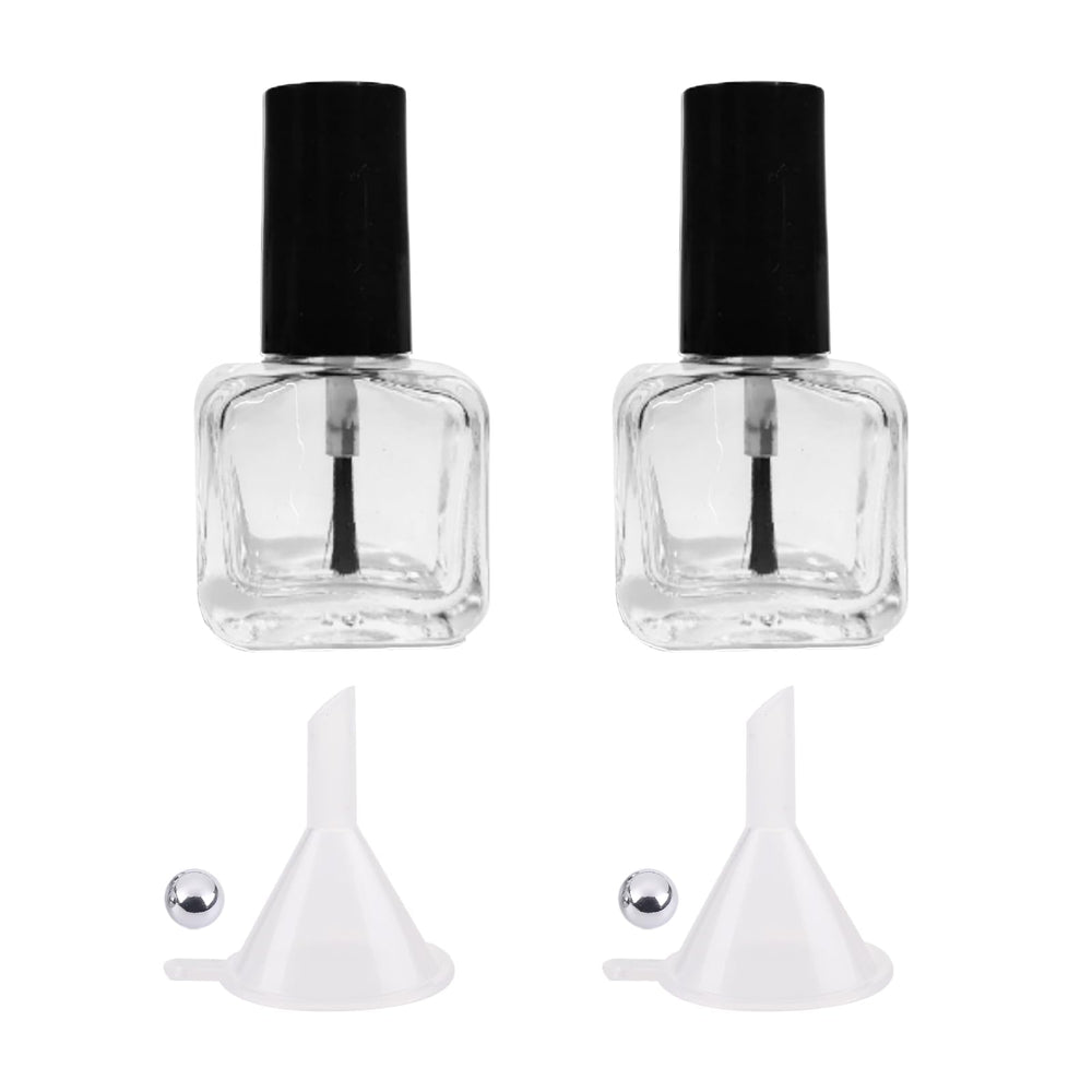 NIIIYTYB 2pc bottles with brush show clear glass for monitoring polish levels.