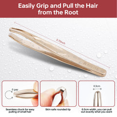 NILIYA Beard Tweezers showing skin-safe tip for comfortable grooming on sensitive areas