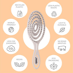 Ninabella Mini Spiral Brush vented design promotes faster air flow during styling