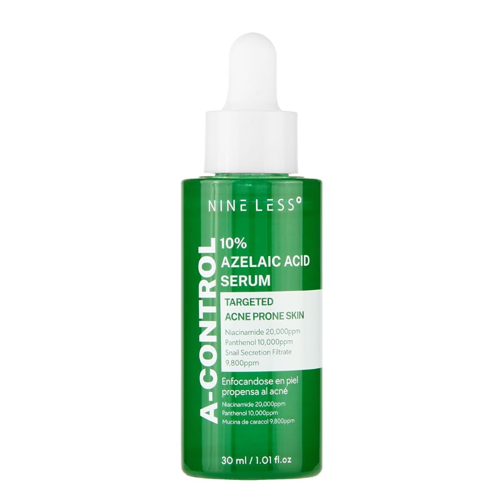 NINELESS A-Control 10% Azelaic Acid Serum bottle; potent acne control potential for clearer skin.