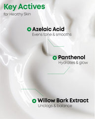NINELESS A-Control Azelaic Cream texture closeup highlights lightweight, non-greasy feel.