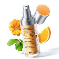 NING DERMOLOGIE Vitamin C serum bottle closeup for radiant skin glow