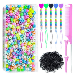 Ningrou 1008 Pcs Hair Beads Set packaging with colorful beads and tools for kids' braids