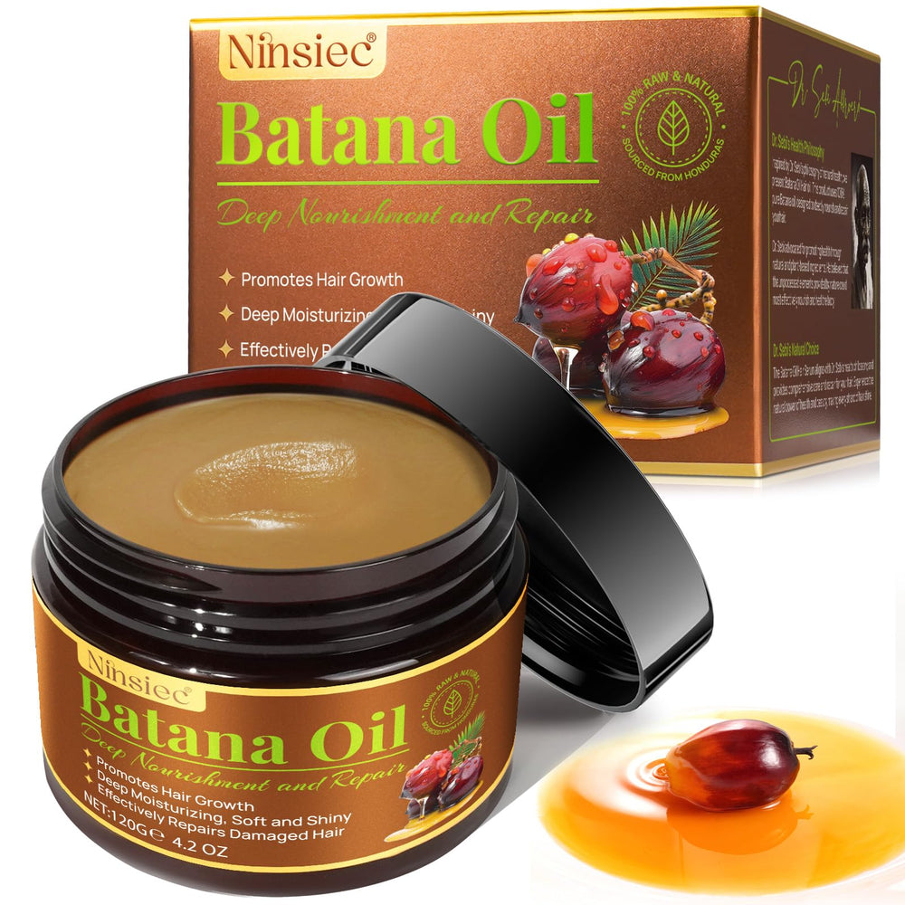 Ninsiec Batana Oil bottle shows pure formula for daily hair nourishment.