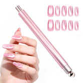 NIQZOPA cat eye magnet double-head closeup showing strong magnetism for quick cat-eye nails