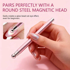NIQZOPA cat eye magnet pink handle demonstrates easy hold for precise nail art