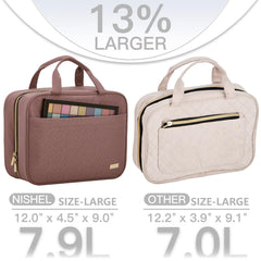 NISHEL travel toiletry bag interior with elastic pockets and four compartments