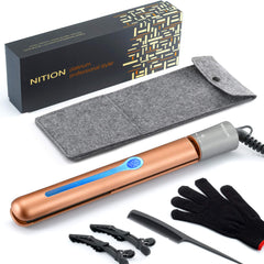 NITION Ceramic Tourmaline Flat Iron front view for smooth, frizz-free styling.