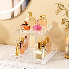 NIUBEE 2-tier acrylic organizer side view with slim profile for small spaces.