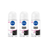NIVEA Women Black & White Invisible Roll-On pack front view showing compact protection for dark fabrics