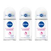 NIVEA Extra Bright roll-on bottle close-up highlighting brighter underarms from 8 super foods
