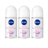 NIVEA Extra Brightening underarm roll-on applying for brighter, more even skin tone.