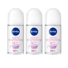 NIVEA Extra Brightening underarm roll-on applying for brighter, more even skin tone.
