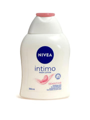 NIVEA Intimo Sensitive Wash bottle 250ml for gentle cleansing.