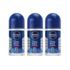 NIVEA Men Cool Kick roll-on application demonstrates quick-dry, refreshing scent for all-day confidence.