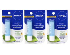 NIVEA Smoothness Lip Care SPF15 pack-of-3 tubes offering all-day moisture and sun protection.